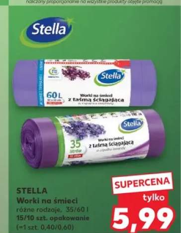 Worki na śmieci Stella z taśmą ściągającą 35 l