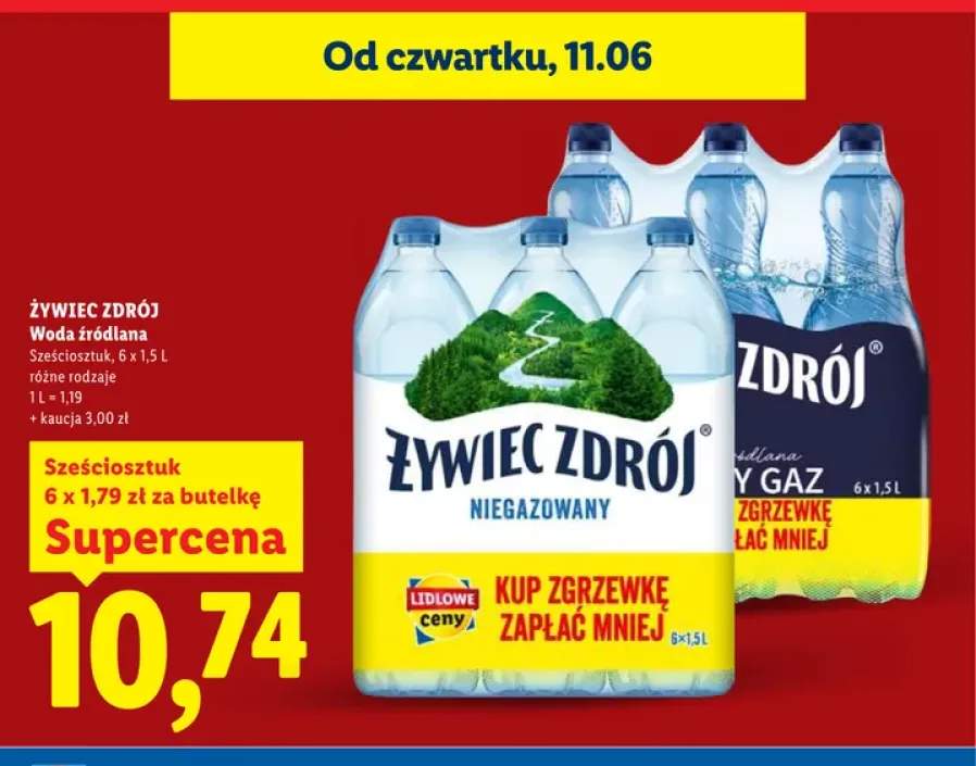 Woda źródlana niegazowana Żywiec Zdrój 6-pak 1,5 l