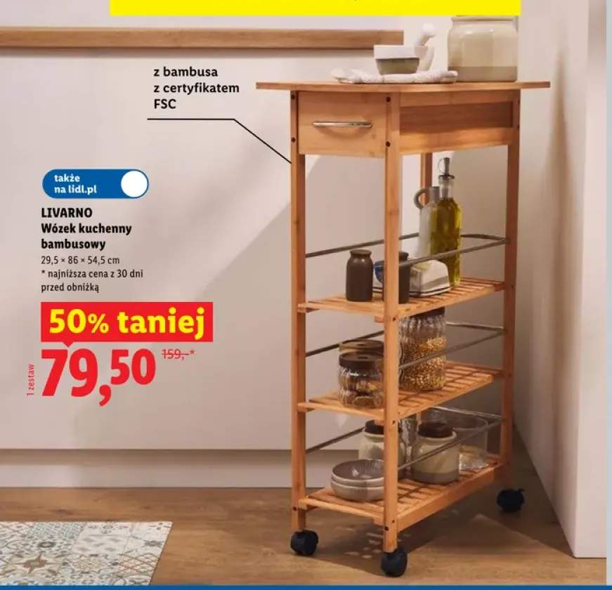 Wózek kuchenny bambusowy Livarno