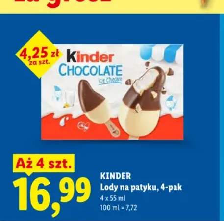 Lody na patyku Kinder Chocolate 4-pak