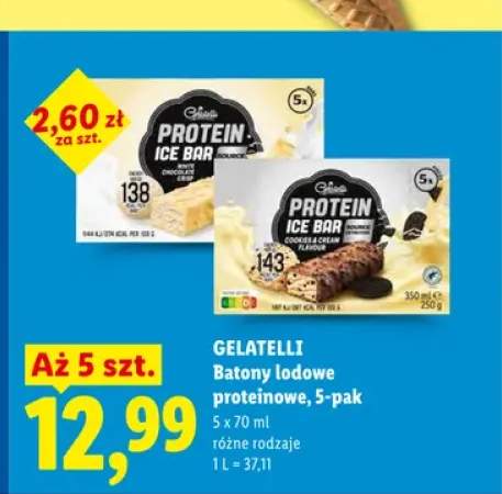 Batony lodowe proteinowe Gelatelli Cookies & Cream 5-pak