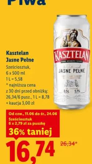 Piwo Kasztelan Jasne Pełne 6-pak