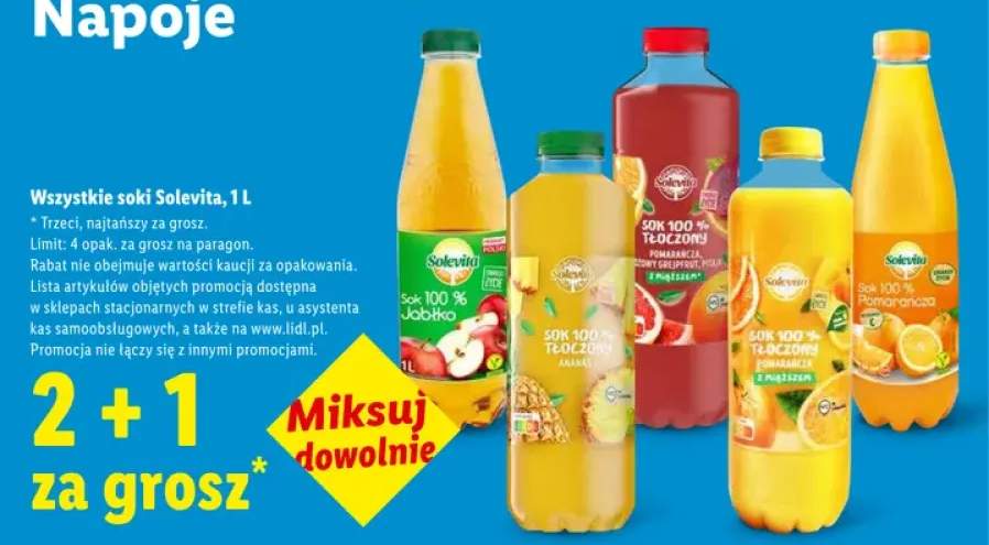 Sok 100% Tłoczony Pomarańcza z miąższem Solevita