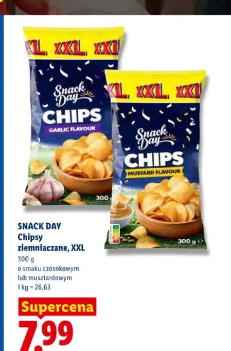 Chipsy ziemniaczane o smaku czosnkowym XXL Snack Day