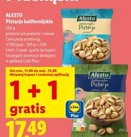 Pistacje kalifornijskie prażone i solone Alesto