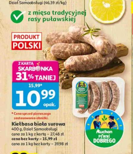 Kiełbasa biała surowa Auchan Pewni Dobrego