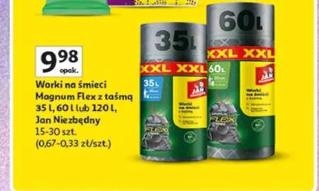 Worki na śmieci Magnum Flex z taśmą Jan Niezbędny 120 l