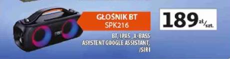 Głośnik BT Manta SPK216 BT, IPX5, X-BASS asystent Google Assistant, /Siri