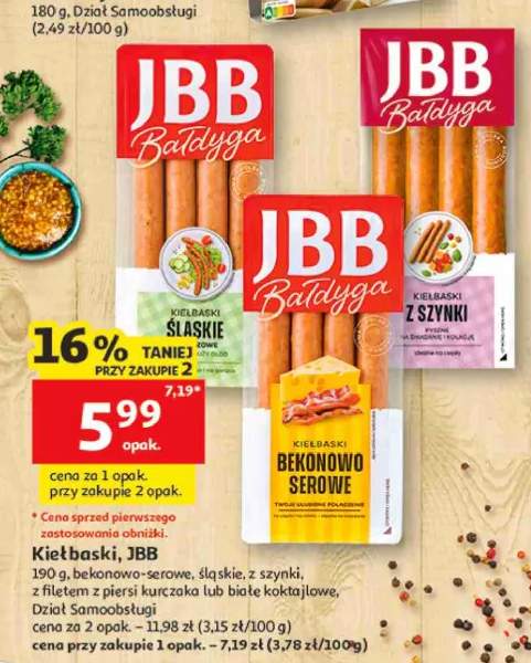 Kiełbaski z filetem z piersi kurczaka JBB Bałdyga