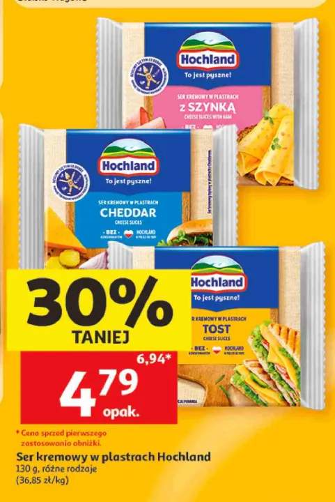 Ser kremowy w plastrach Hochland Cheddar
