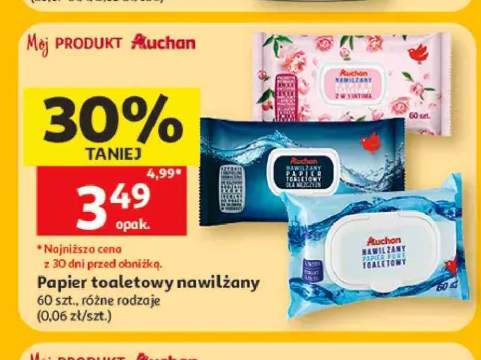 Papier toaletowy nawilżany Auchan Pure