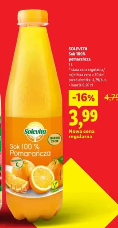 Sok 100% pomarańcza Solevita