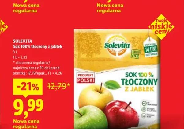 Sok 100% tłoczony z jabłek Solevita