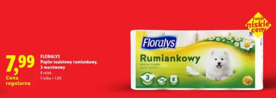 Papier toaletowy rumiankowy 3-warstwowy Floralys