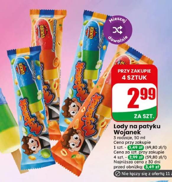 Lody na patyku Wojanek