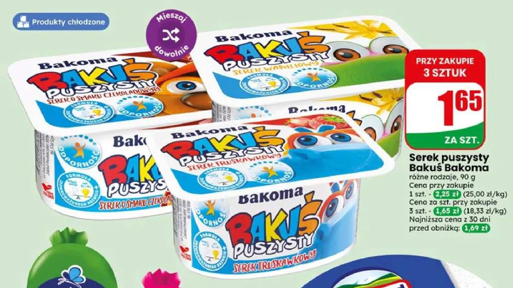 Serek puszysty Bakuś Bakoma o smaku truskawkowym