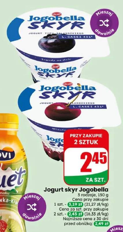 Jogurt skyr Jogobella Jagody na dole