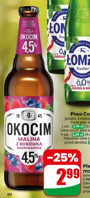 Piwo Okocim Malina z Borówką Amerykańską