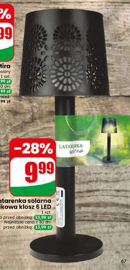 Latarenka solarna plastikowa klosz 6 LED