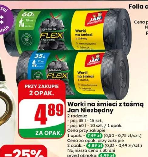 Worki na śmieci z taśmą Jan Niezbędny 35 l