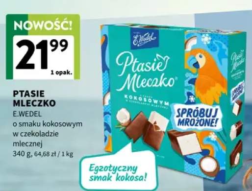 Ptasie Mleczko E.Wedel o smaku kokosowym w czekoladzie mlecznej