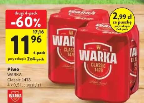 Piwo Warka Classic 1478 4-pak 500 ml