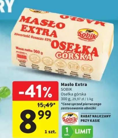 Masło Extra Osełka górska Sobik