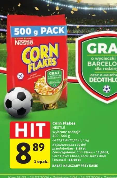 Płatki kukurydziane Nestlé Corn Flakes Miód i Orzeszki
