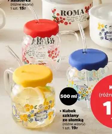 Kubek szklany ze słomką Florina