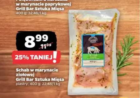 Schab w marynacie ziołowej Grill Bar Sztuka Mięsa plastry