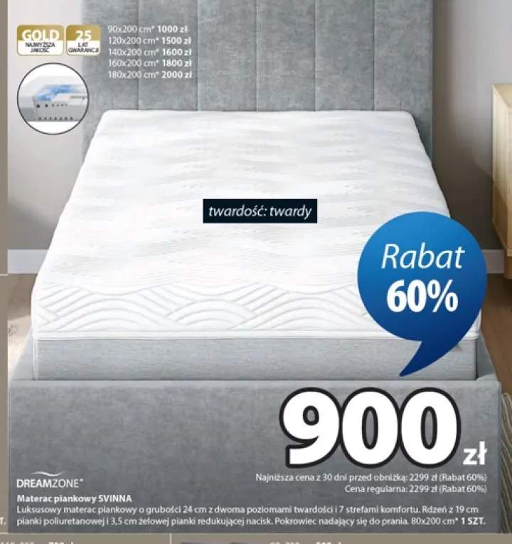 Materac piankowy Dreamzone Svinna 140x200 cm
