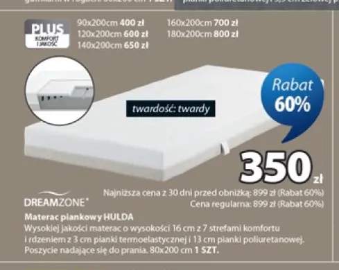 Materac piankowy Dreamzone Hulda 120x200 cm