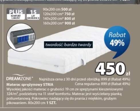 Materac sprężynowy Dreamzone Stria 140x200 cm