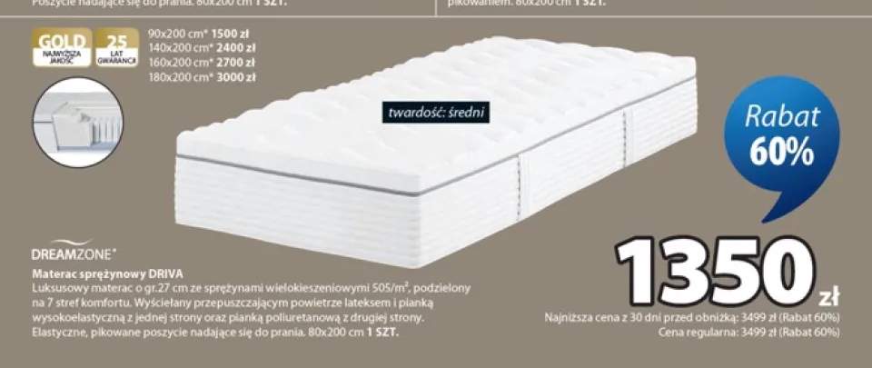 Materac sprężynowy Dreamzone Driva 160x200 cm