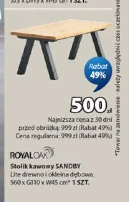 Stolik kawowy SANDBY Royal Oak lite drewno i okleina dębowa
