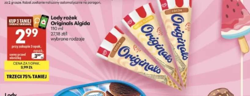 Lody rożek Originals Algida Vanilla Flavour