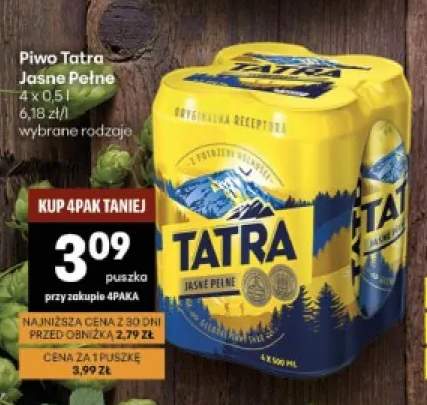 Piwo Tatra Jasne Pełne 4-pak 500 ml