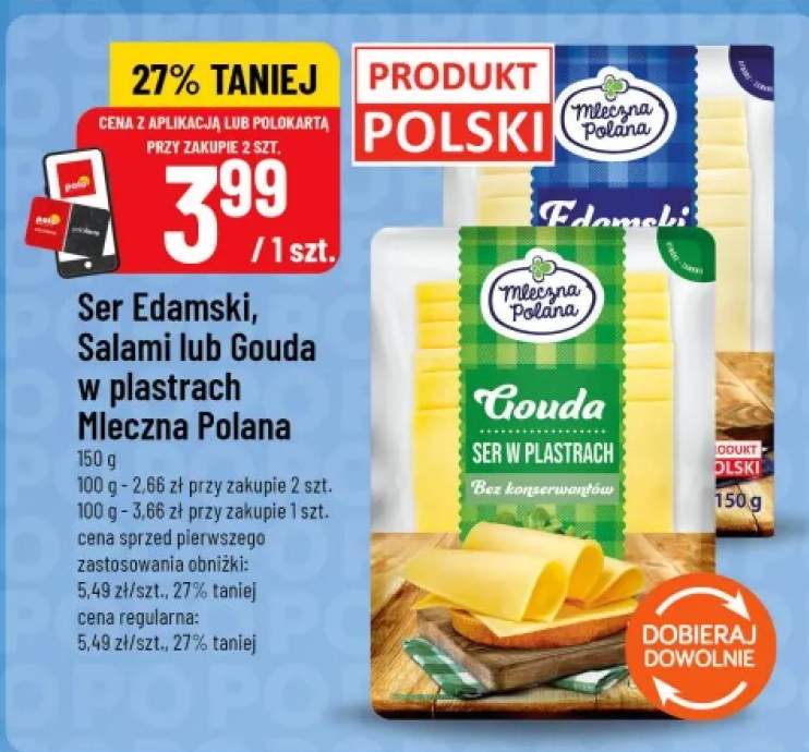 Ser Gouda w plastrach Mleczna Polana