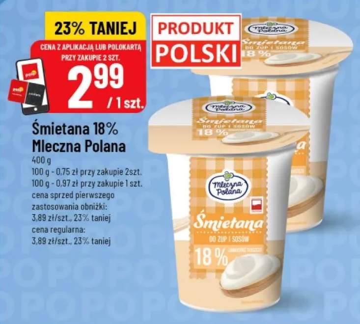 Śmietana 18% Mleczna Polana
