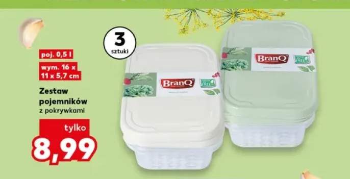 Zestaw pojemników z pokrywkami BranQ 3-pak 0,5 l