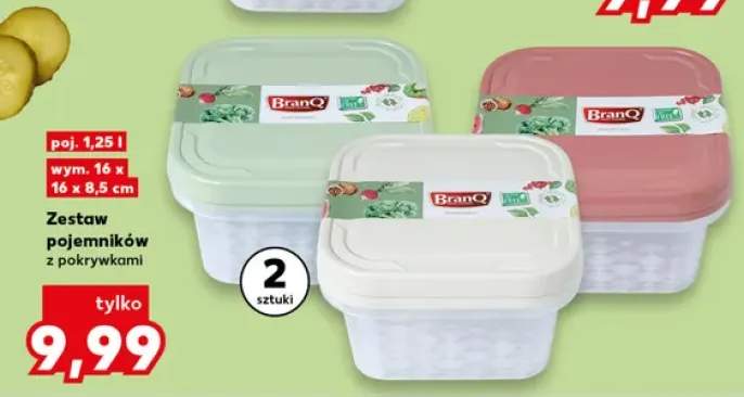 Zestaw pojemników z pokrywkami BranQ 2-pak 1,25 l