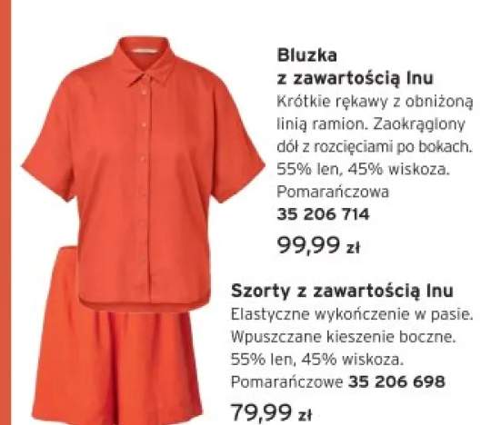 Bluzka damska z zawartością lnu pomarańczowa