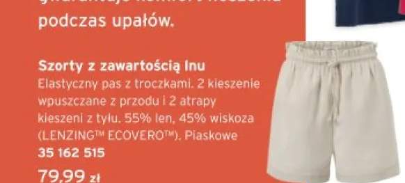 Szorty damskie z zawartością lnu piaskowe