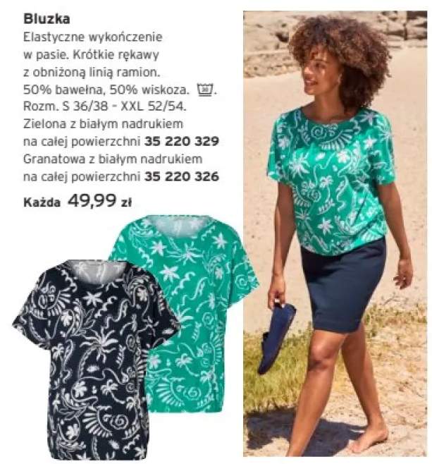 Bluzka damska granatowa z białym nadrukiem