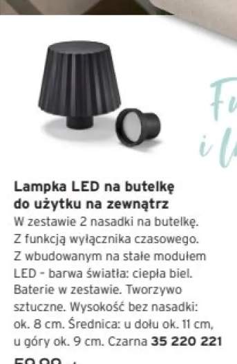 Lampka LED na butelkę do użytku na zewnątrz