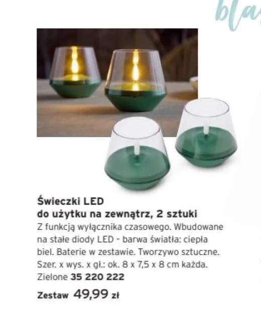 Świeczki LED do użytku na zewnątrz 2 sztuki
