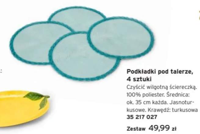 Podkładki pod talerze ok. 35cm