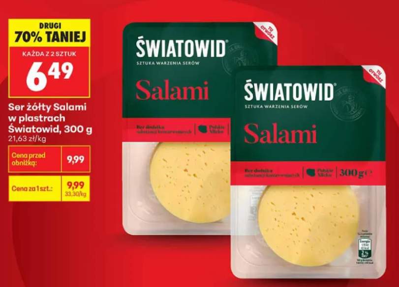 Ser żółty Salami w plastrach Światowid