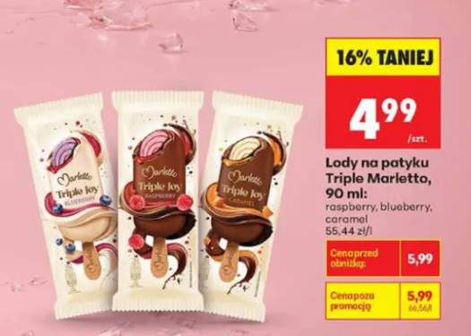 Lody na patyku Marletto Triple Joy raspberry +2 warianty