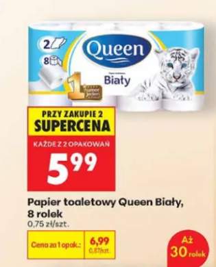 Papier toaletowy Queen Biały 8-pak